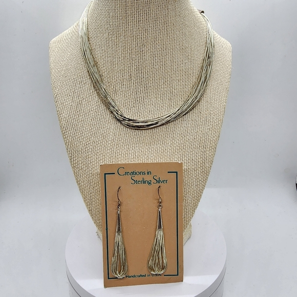 Creations In Sterling Sliver Muli Strand Liquid Necklace & Earrings - Picture 10 of 10